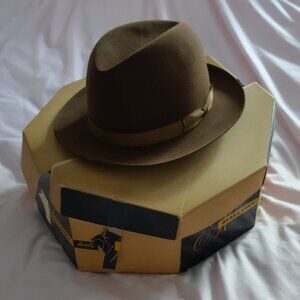 Vintage Jess Applegath Toronto And Montreal Knox Fedora 7 3/8 Brown Hat